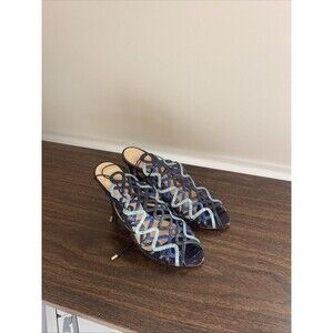 Alexandre Birman Snakeskin Multicolor Sandals Heels Caged Ankle Wrap Size 7